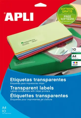 Imagen ETIQUETAS ADHESIVAS A4 210X297 TRANSPARENTES. APLI