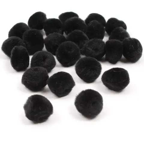 Imagen POMPONES UNICOLOR NEGRO 24 PZAS SURTIDAS 25, 35 Y 40