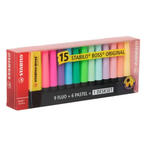 Estuche 15 Subrayadores Original Boss Fluor Pastel Stabilo