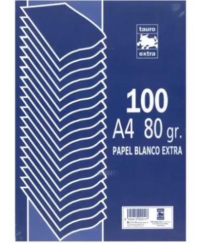 Imagen PAPEL A4 80 GR. 100 HOJAS. TAURO