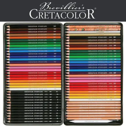 Imagen ESTUCHE METAL 72 PIEZAS DIBUJO ARTISTICO. CRETACOLOR