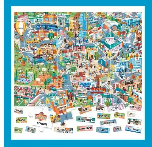 Imagen PUZZLE EASY ENGLISH 100 WORDS.THE CITY (4-8 AOS)