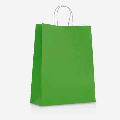 Imagen BOLSA PAPEL KRAFT VERDE 32 x 24 x 10 cm