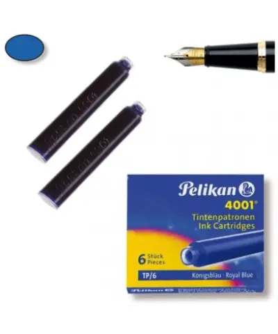 Imagen RECAMBIO AZUL PLUMA TINTA CORTA C/6. PELIKAN