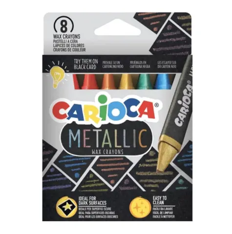 Imagen CERAS DE COLORES C/8 METALLIC CARIOCA. 