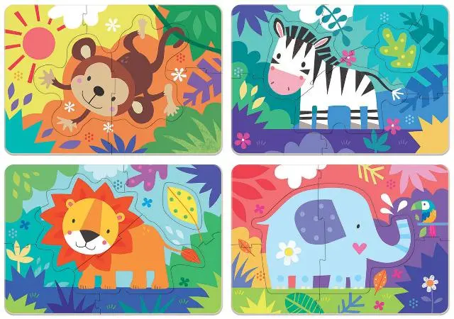 Imagen SET 4 PUZZLES PROGRESIVOS 5, 6, 7 Y 8 PZAS. ANIMALES SELVA 2