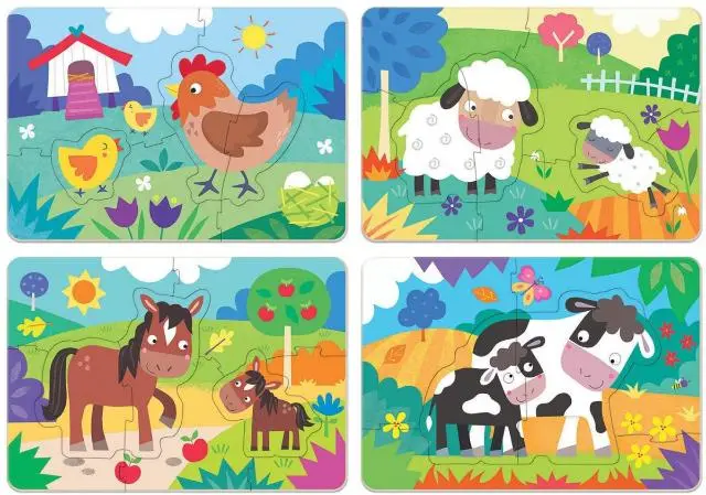 Imagen SET 4 PUZZLES PROGRESIVOS 5, 6, 7 Y 8 PZAS. ANIMALES GRANJA 2