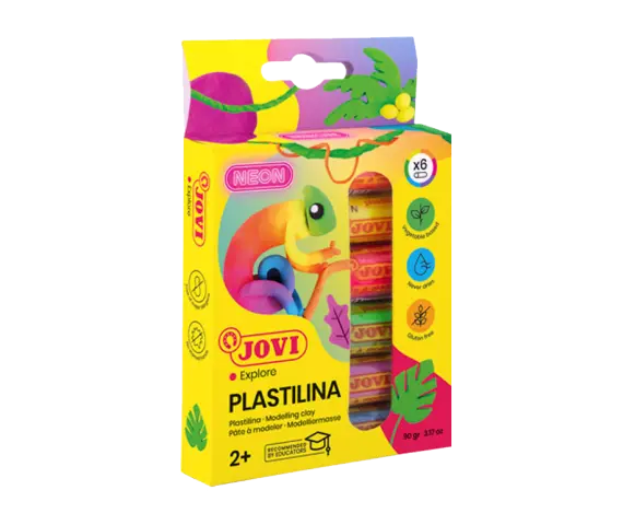 Imagen ESTUCHE 6 BARRAS PLASTILINA NEON 15 GR. 