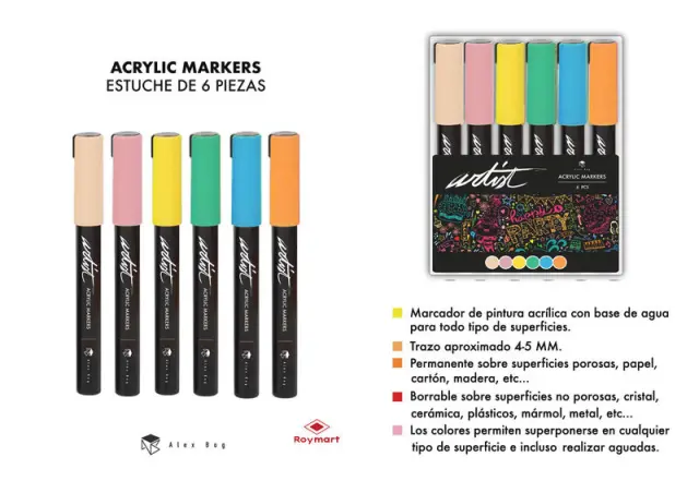 ESTUCHE 12 ROTULADORES ACRÍLICOS ARTIST - Buenaletra