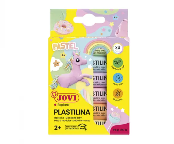 Imagen ESTUCHE 6 BARRAS PLASTILINA PASTEL 15GR.