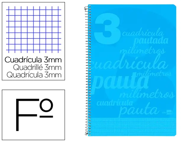 Imagen CUADERNO F  3MM TAPA PP AZUL. PAUTAGUA LIDERPAPEL