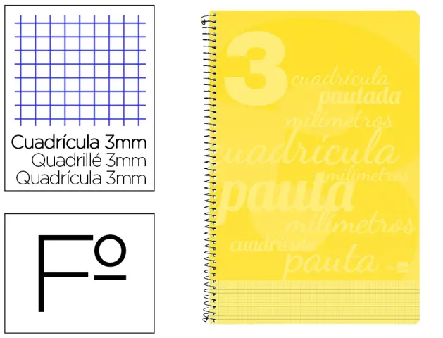 Imagen CUADERNO F  3MM TAPA PP AMARILLA. PAUTAGUA LIDERPAPEL