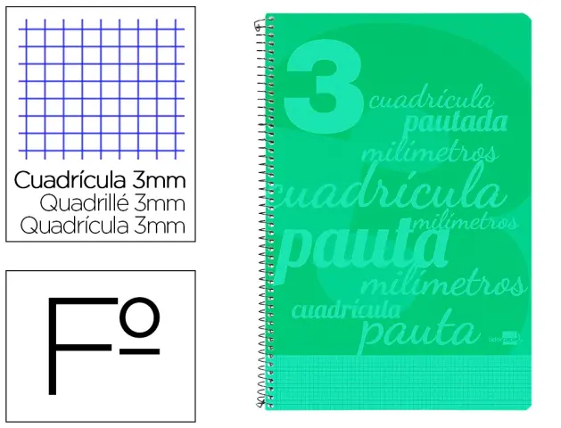 Imagen CUADERNO F  3MM TAPA PP VERDE. PAUTAGUA LIDERPAPEL