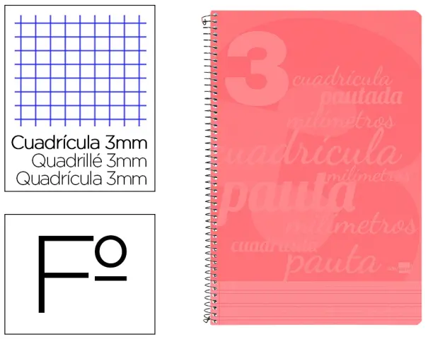 Imagen CUADERNO F  3MM TAPA PP ROJA. PAUTAGUA LIDERPAPEL