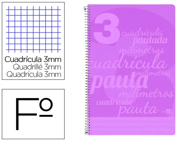 Imagen CUADERNO F  3MM TAPA PP VIOLETA. PAUTAGUA LIDERPAPEL