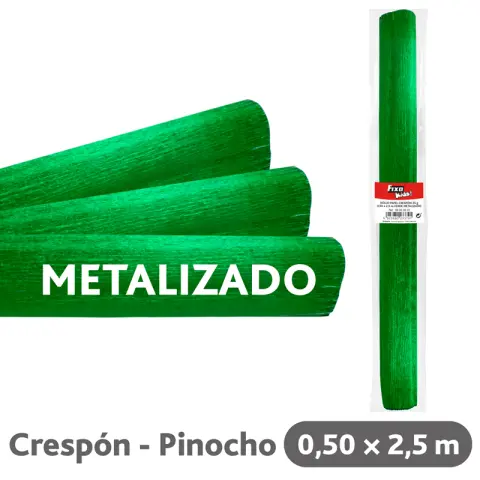 Imagen PAPEL CRESPON VERDE METALIZADO 0,5X2,5MTR. FIXO