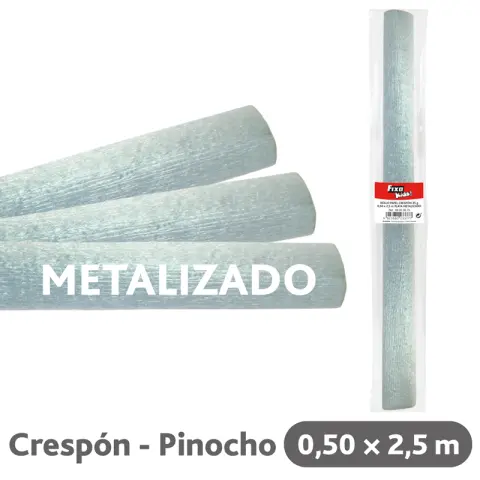 Imagen PAPEL CRESPON PLATA METALIZADO 0,5X2,5MTR. FIXO