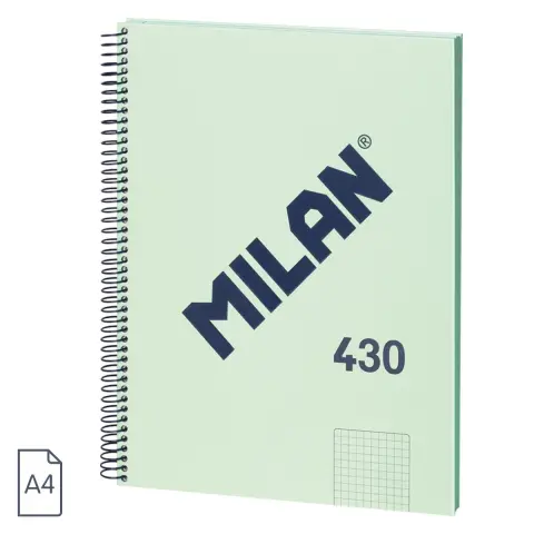 Imagen CUADERNO A4 ESPIRAL 430 VERDE. MILAN