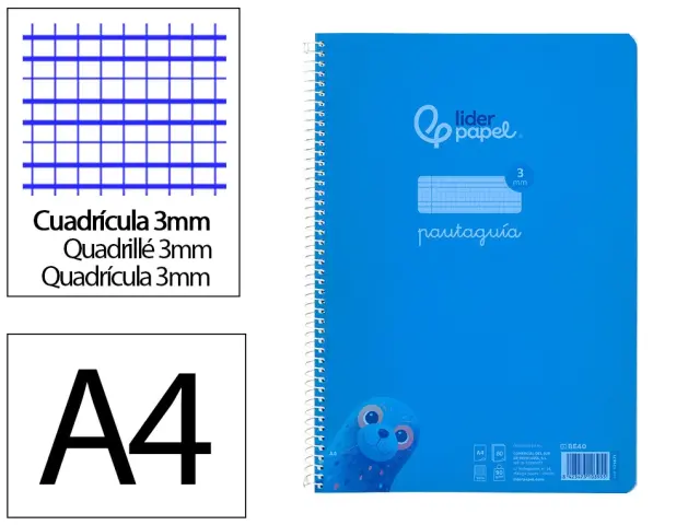 Imagen CUADERNO F  3MM TAPA PP AZUL. PAUTAGUA LIDERPAPEL