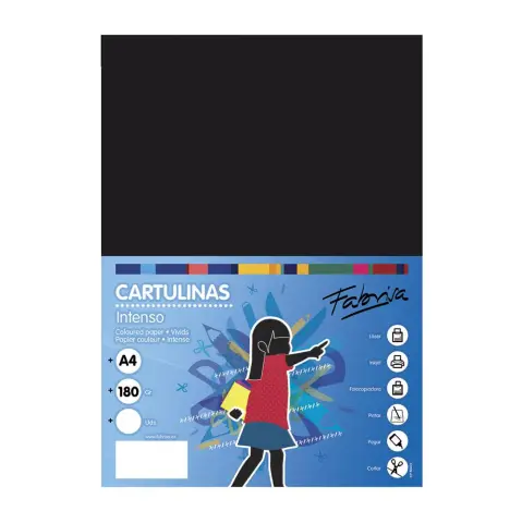 Imagen CARTULINA A4 NEGRO C/50. FBS
