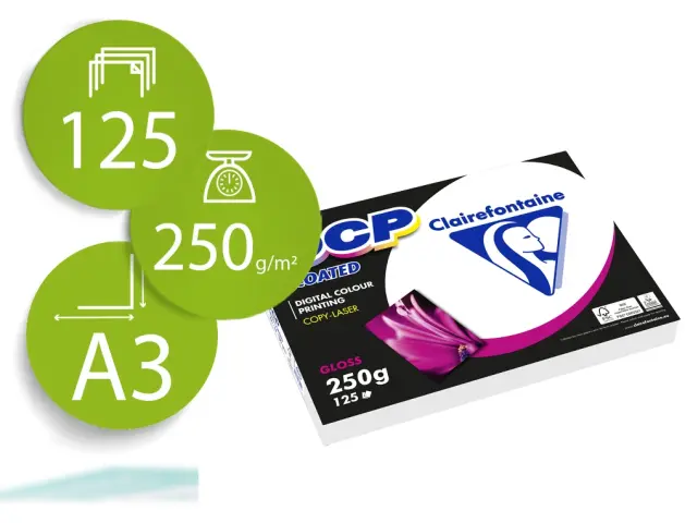 Imagen PAPEL A3 GLOSSY 125H. 250 GR. CLAIREFONTAINE
