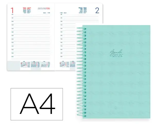 Imagen AGENDA ESPIRAL  PERISSA A4 D/P VERDE PASTEL 