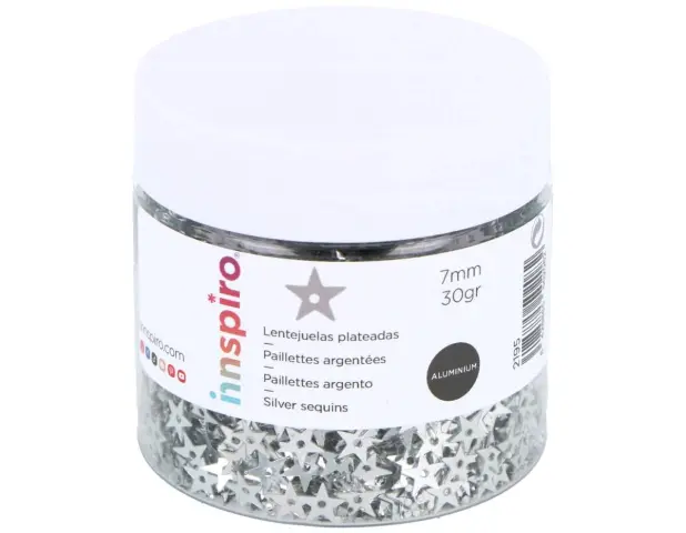 Imagen BOTE LENTEJUELAS ESTRELLAS PLATA. INNSPIRO